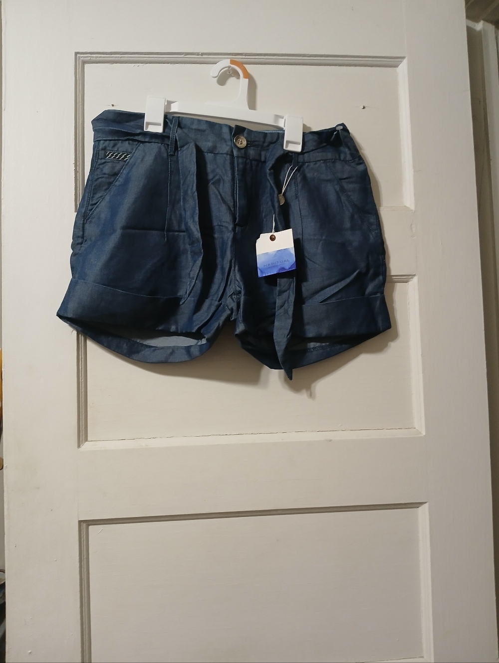 Habitat Dark Blue High Waist Belted Women's Shorts